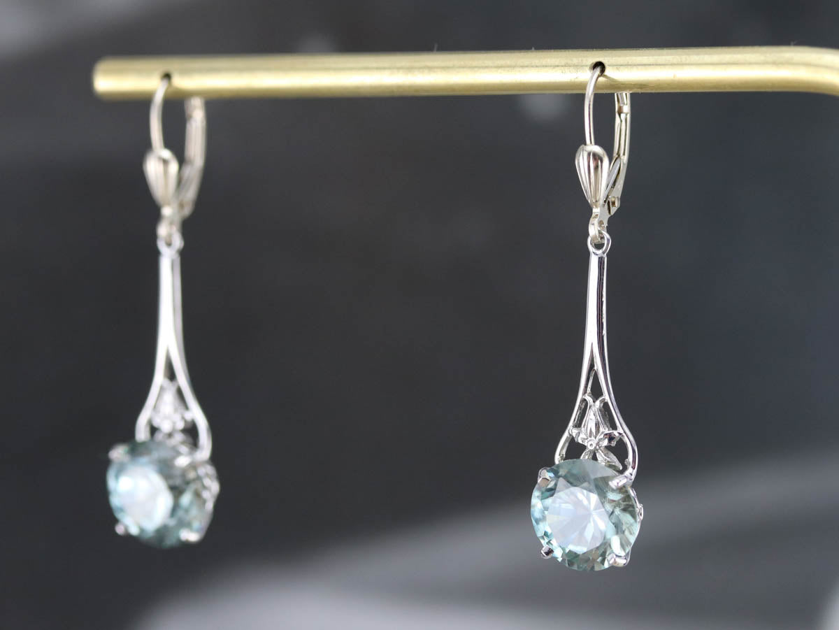 Long Blue Zircon Drop Earrings