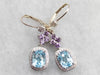 Blue Topaz Amethyst and Diamond Drop Earrings