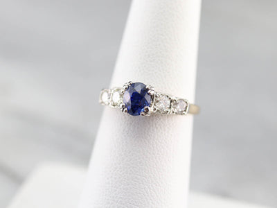 Retro Ceylon Sapphire and Diamond Ring