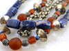 Sodalite and Glass Beaded Antique Silver Chain Necklace