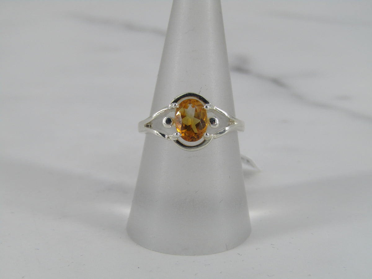 Sterling Silver Prong Set Citrine Ring