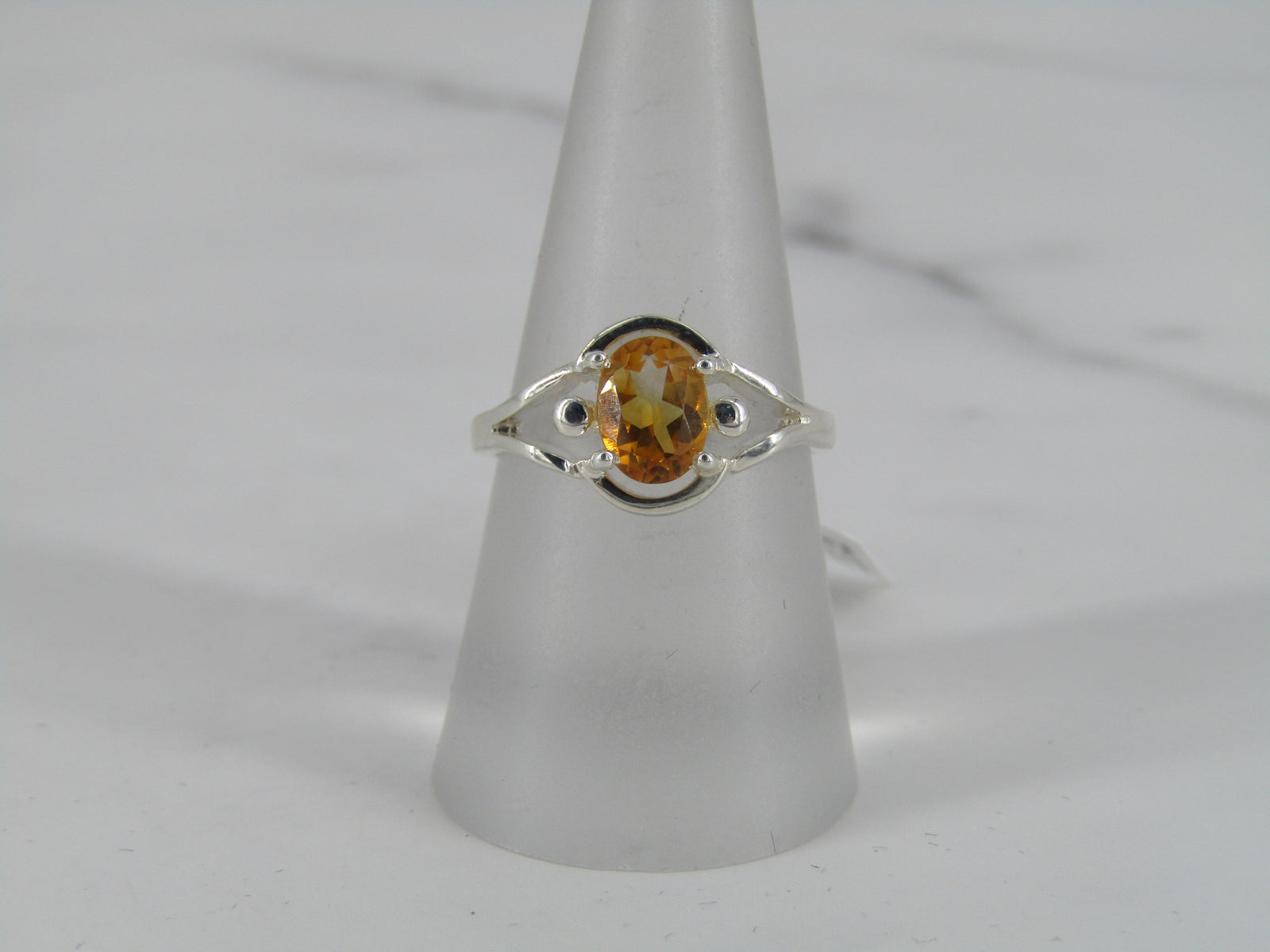 Sterling Silver Prong Set Citrine Ring