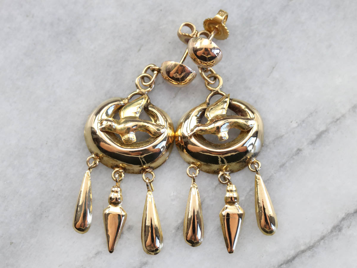 Vintage Golden Sparrow Tassel Earrings