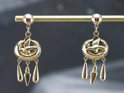 Vintage Golden Sparrow Tassel Earrings
