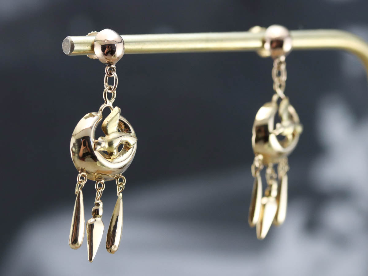 Vintage Golden Sparrow Tassel Earrings