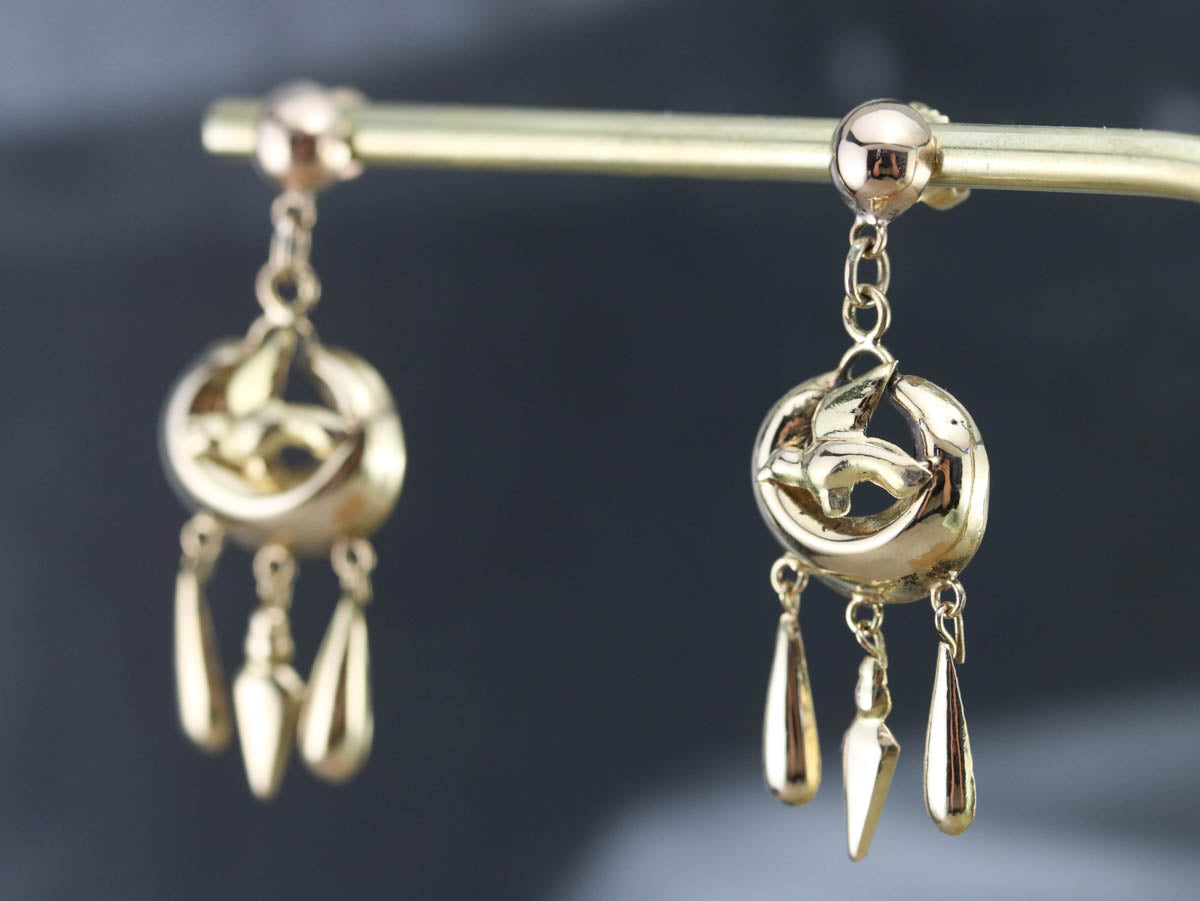 Vintage Golden Sparrow Tassel Earrings