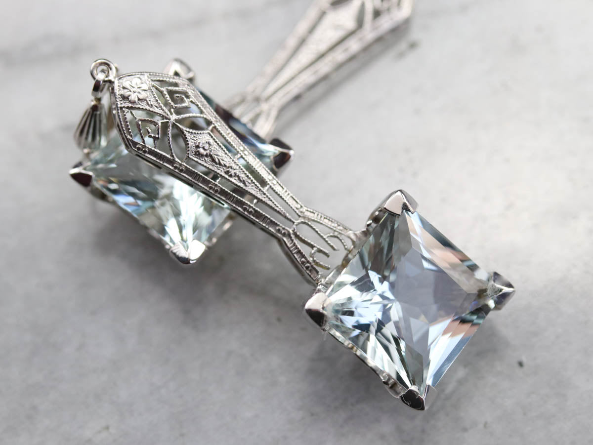 Art Deco Aquamarine Drop Earrings