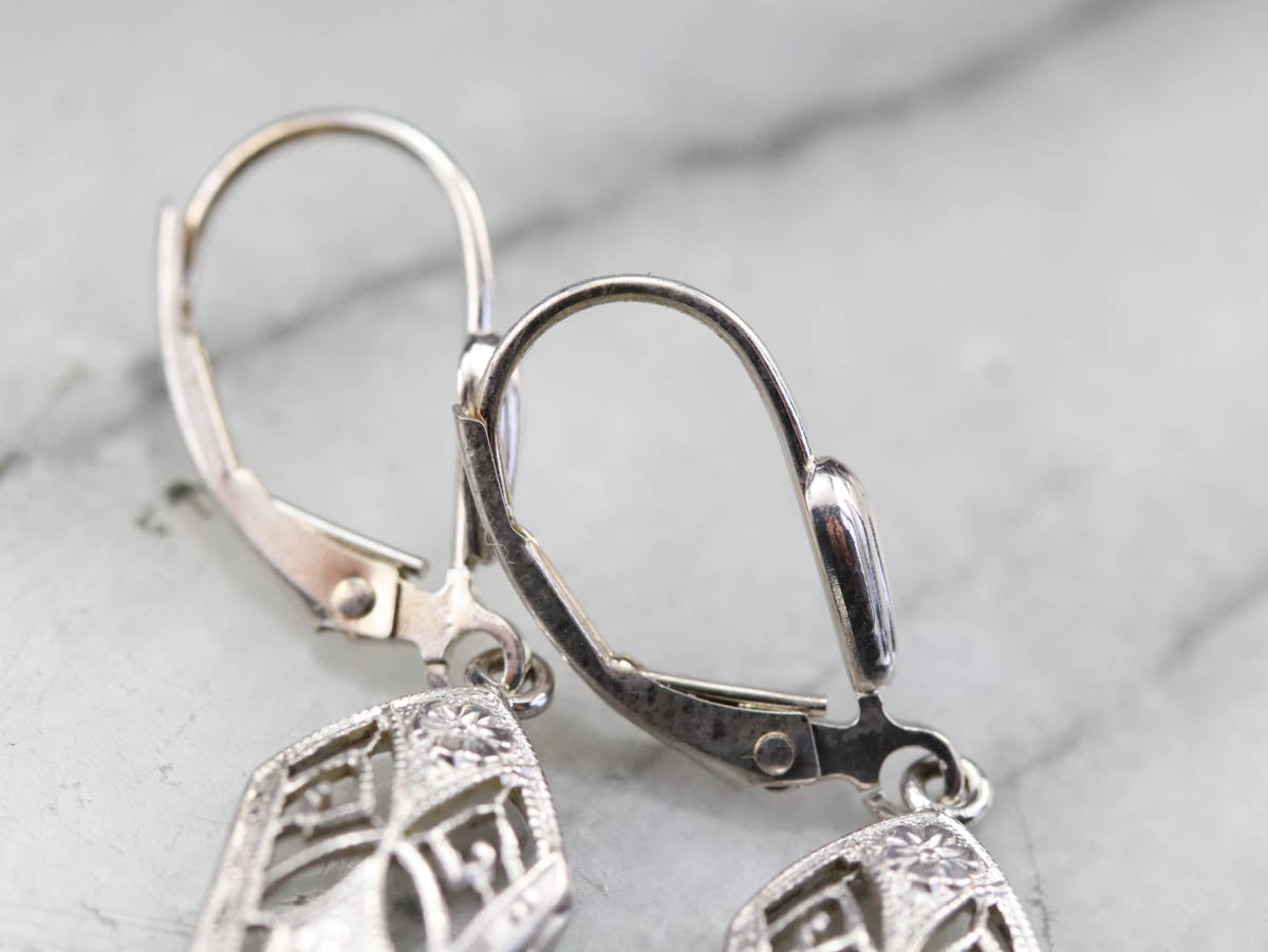 Art Deco Aquamarine Drop Earrings