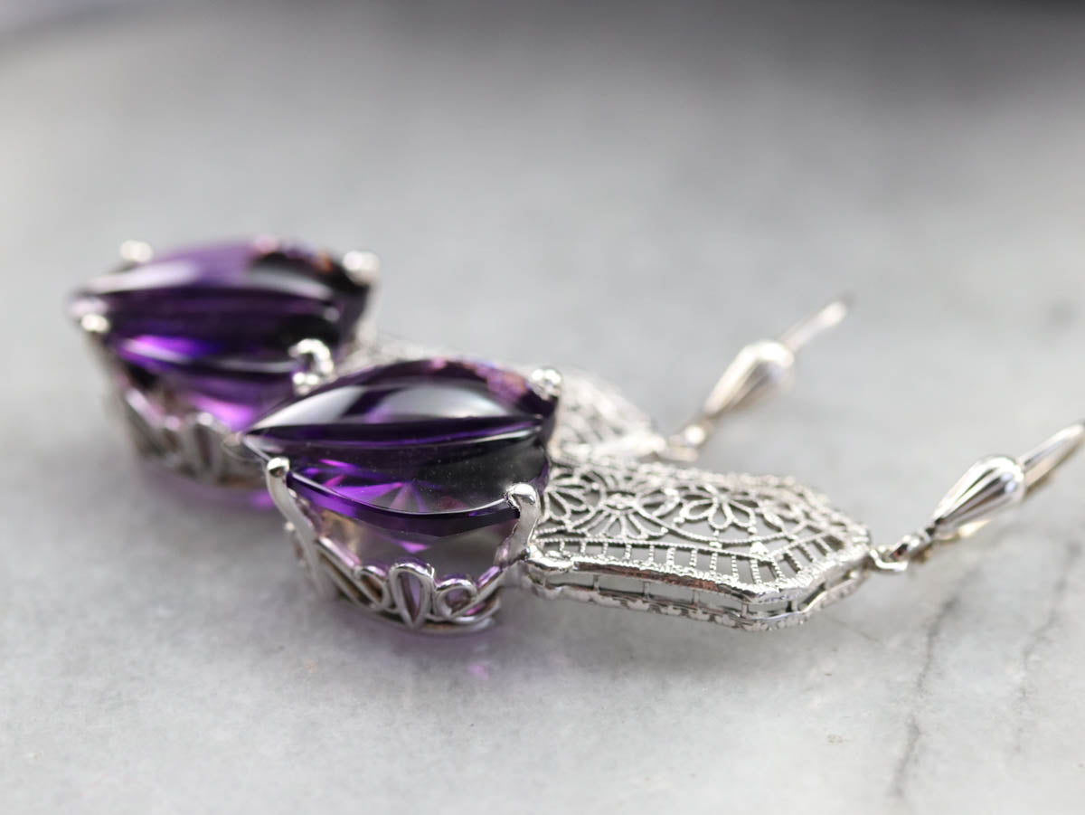 Stunning Amethyst Heart Drop Earrings