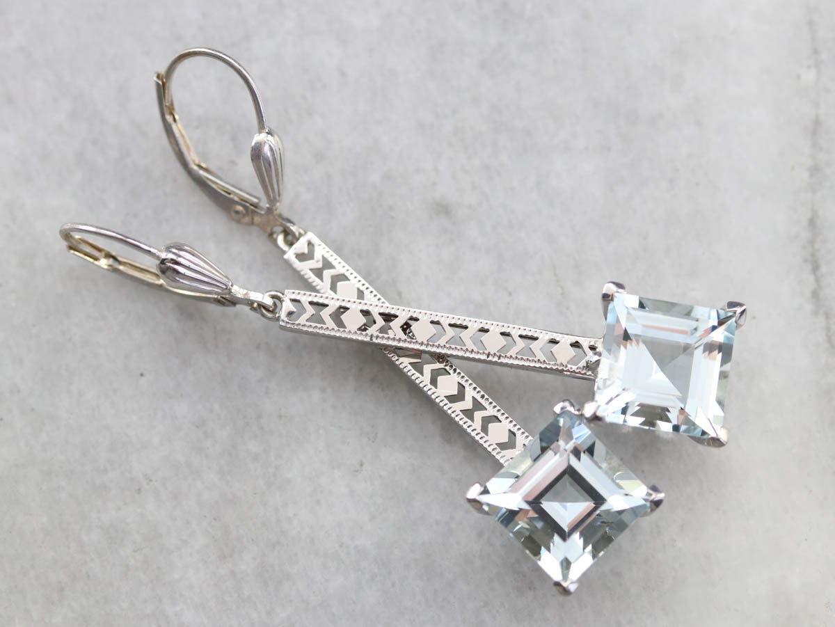 Aquamarine White Gold Drop Earrings