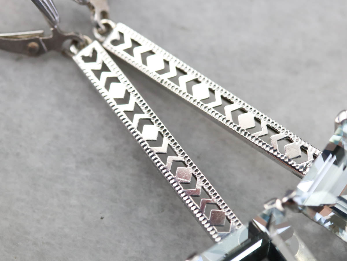 Aquamarine White Gold Drop Earrings