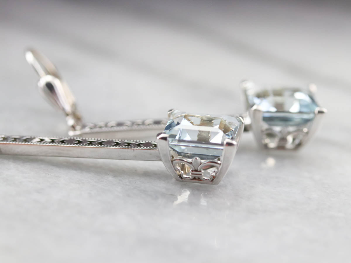 Aquamarine White Gold Drop Earrings