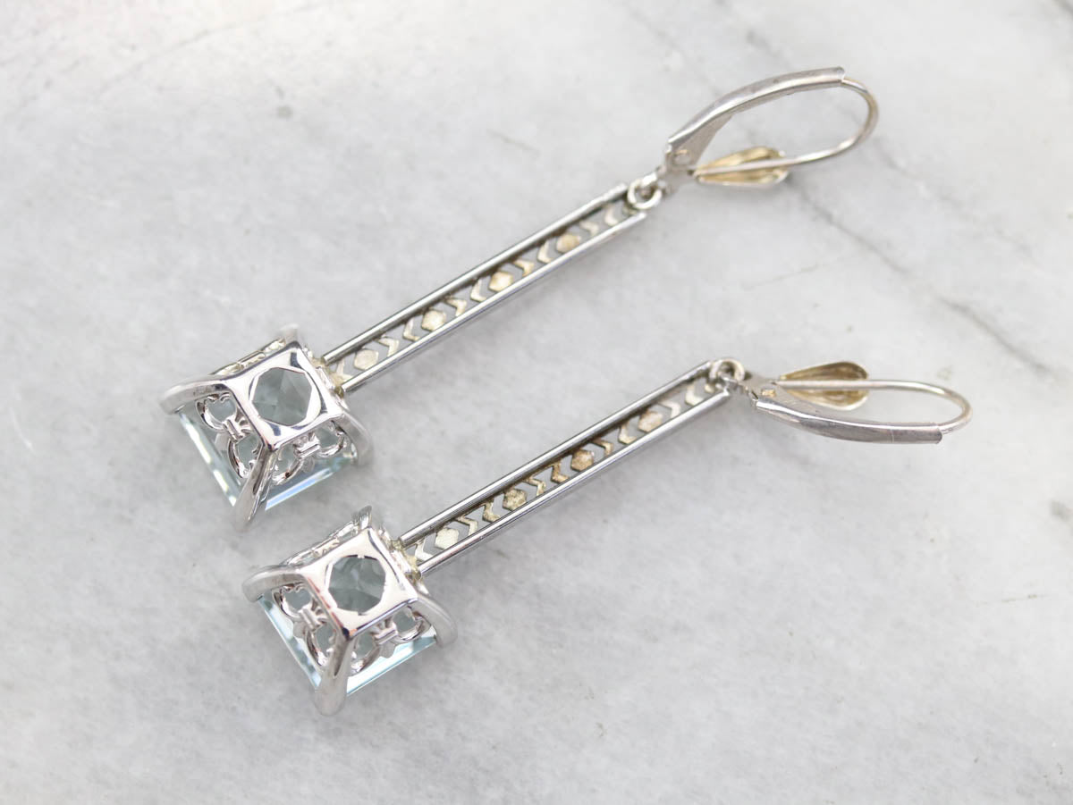 Aquamarine White Gold Drop Earrings