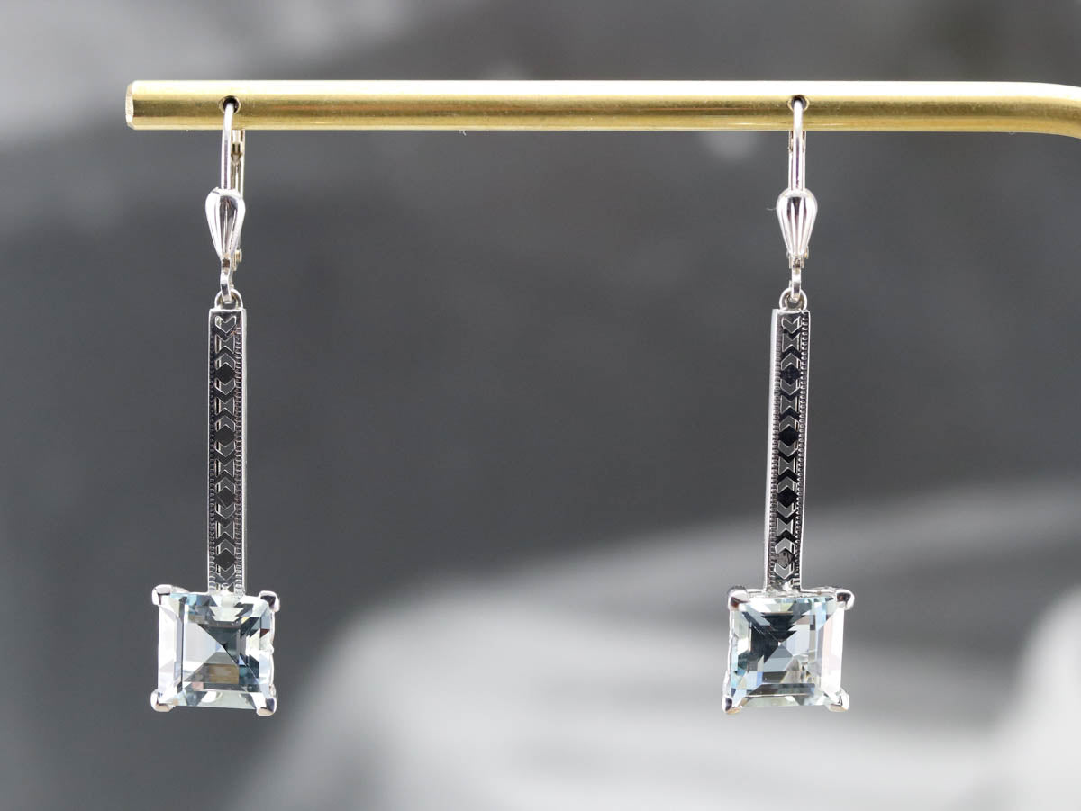 Aquamarine White Gold Drop Earrings