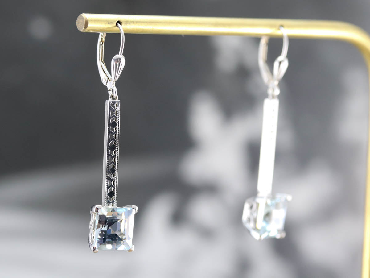 Aquamarine White Gold Drop Earrings