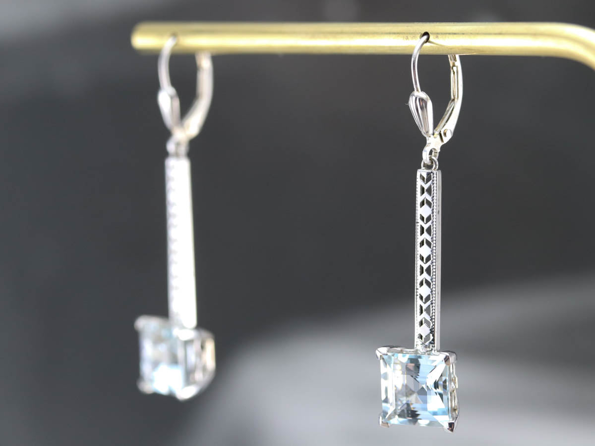 Aquamarine White Gold Drop Earrings