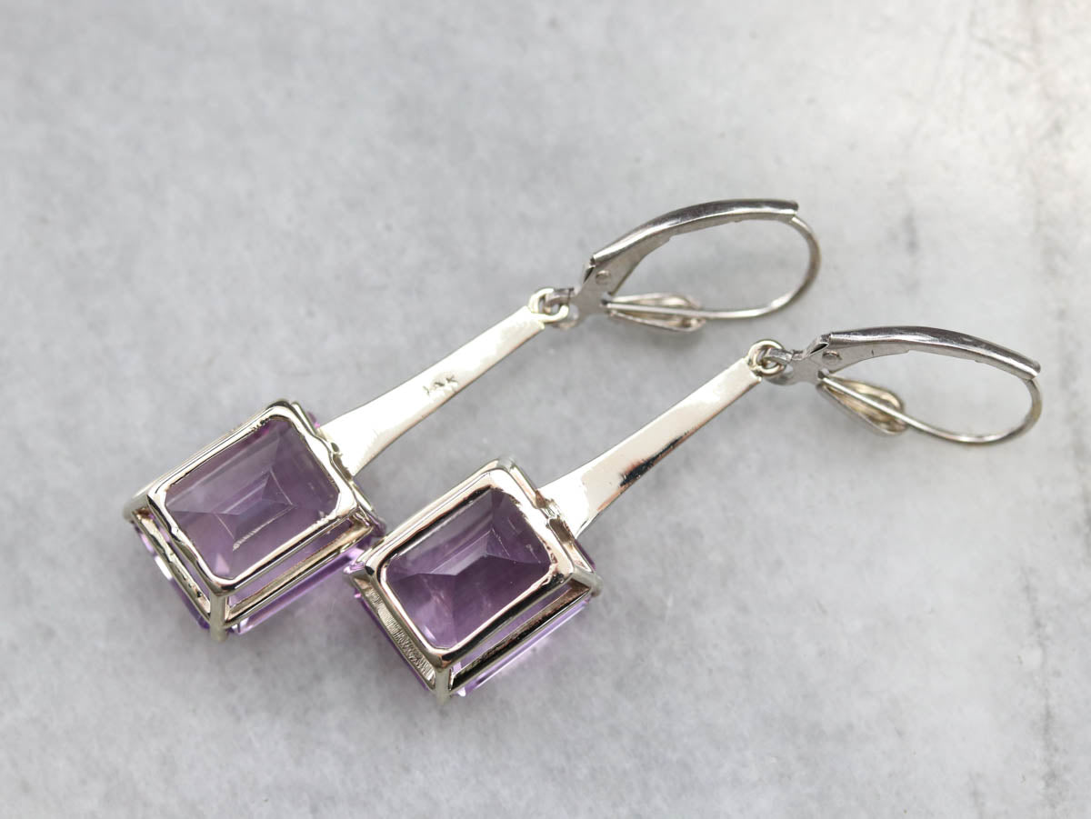 Engraved Amethyst Drop Earrings