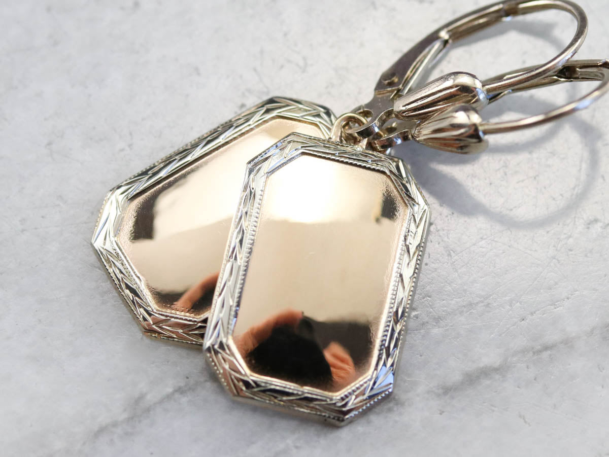 Mixed Gold Cufflink Drop Earrings