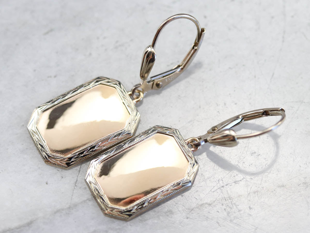 Mixed Gold Cufflink Drop Earrings