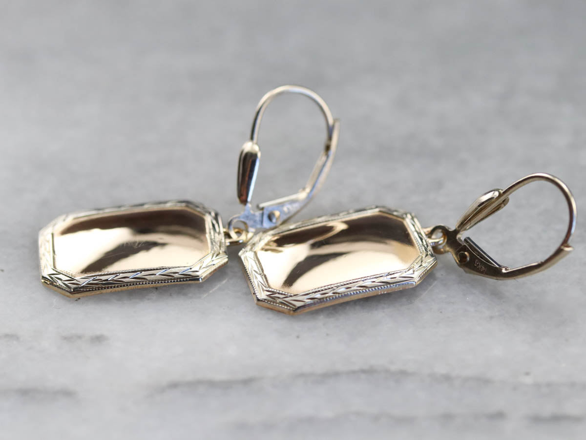 Mixed Gold Cufflink Drop Earrings