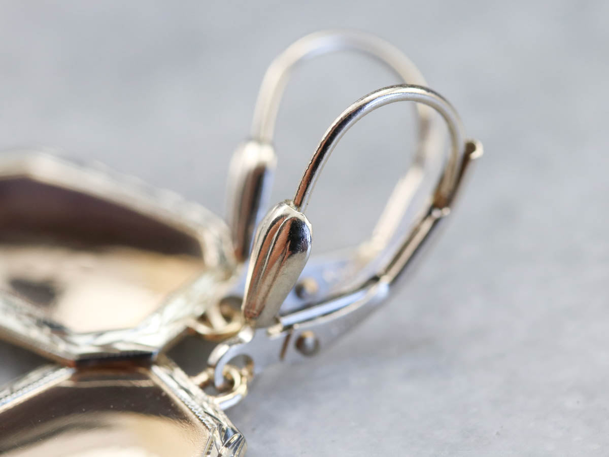 Mixed Gold Cufflink Drop Earrings