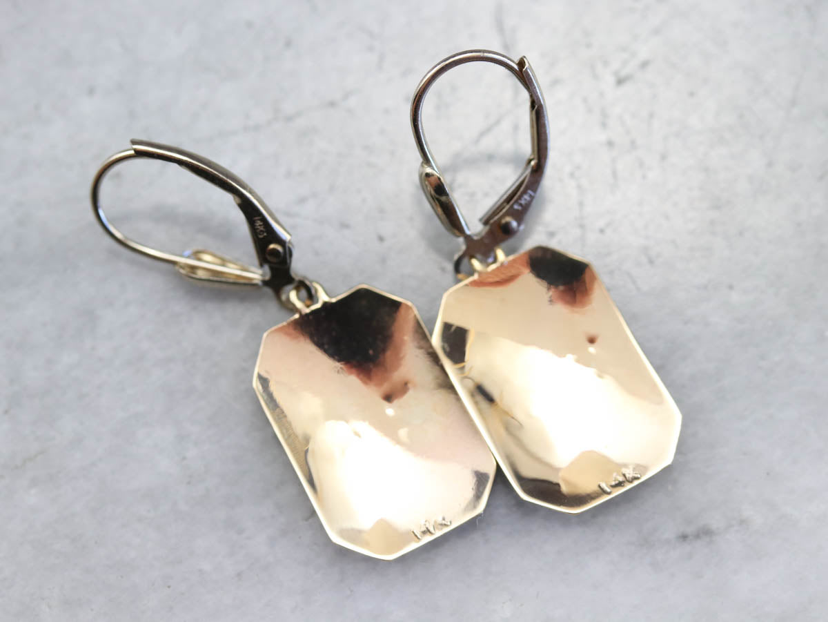 Mixed Gold Cufflink Drop Earrings