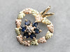 Sapphire Floral Gold Heart Pendant