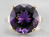 Round Amethyst Gold Cocktail Ring