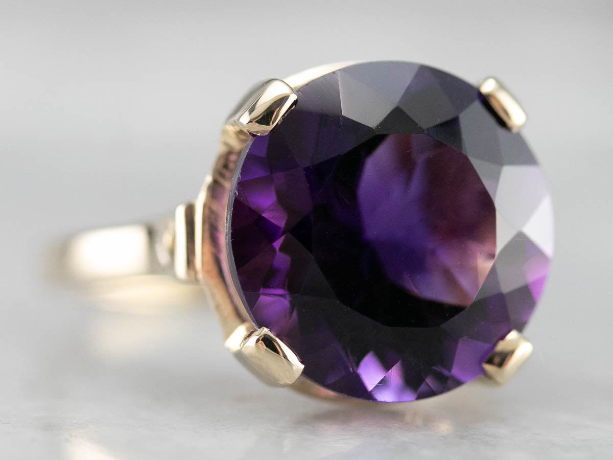 Round Amethyst Gold Cocktail Ring