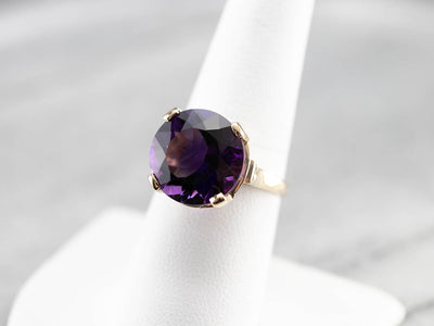 Round Amethyst Gold Cocktail Ring