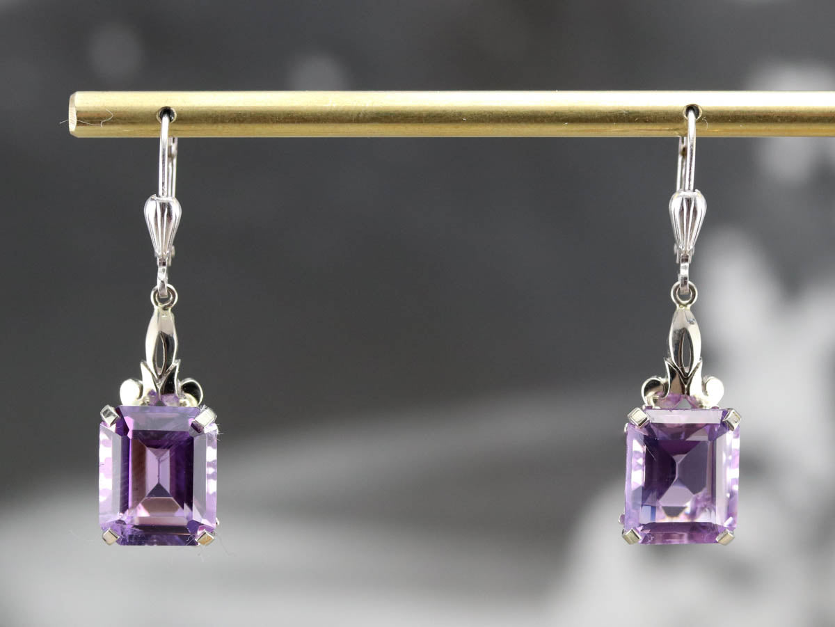 Amethyst White Gold Drop Earrings