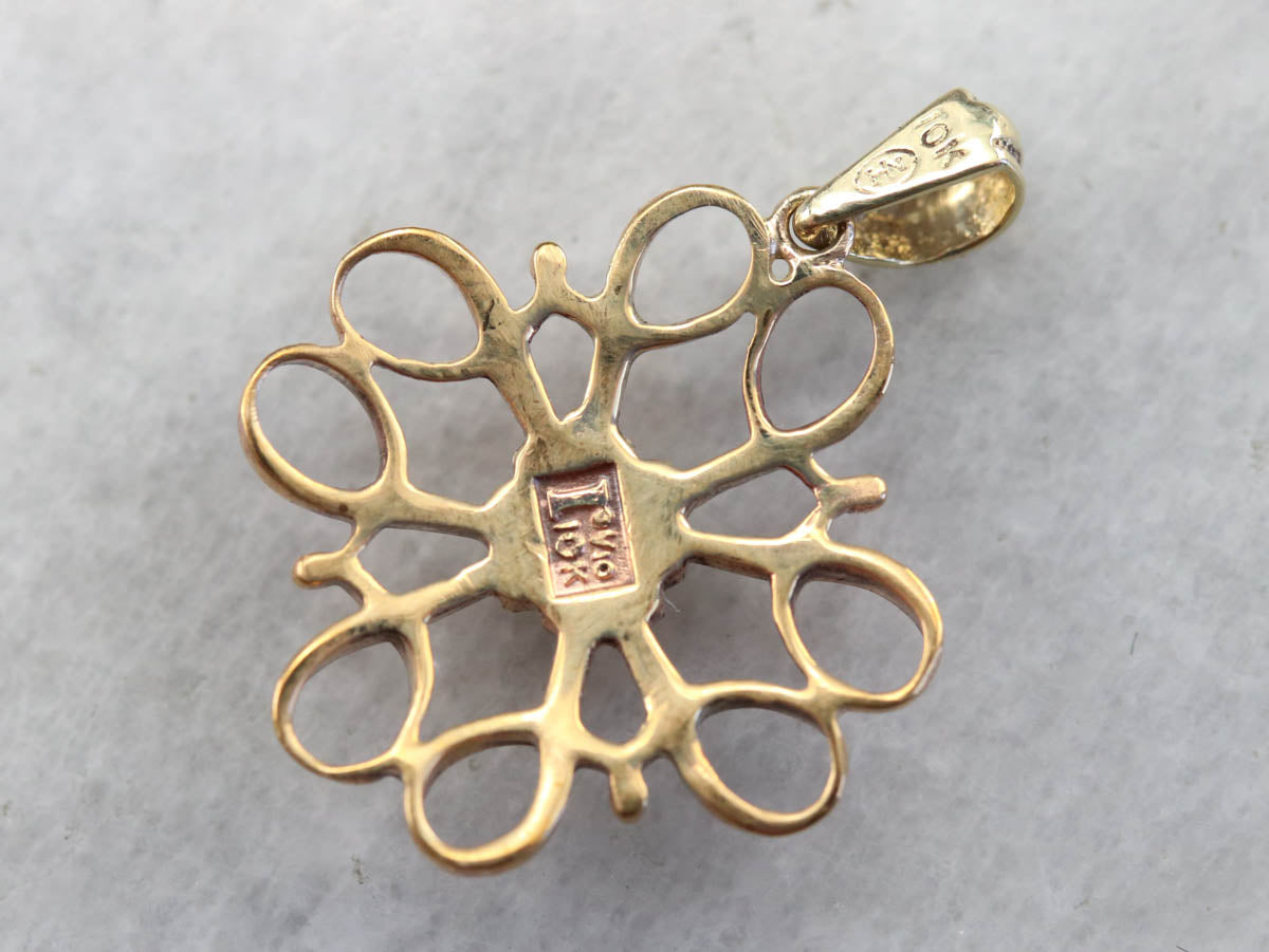 Green Garnet and Gold Filigree Pendant