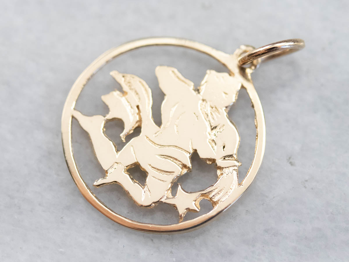 Vintage Golden Aquarius Pendant