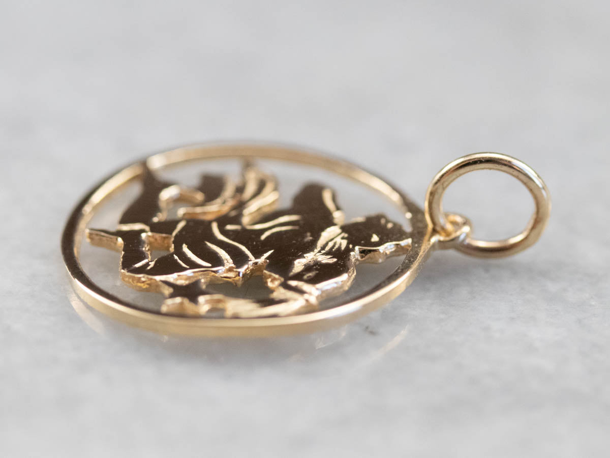 Vintage Golden Aquarius Pendant