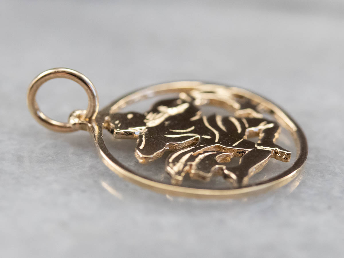 Vintage Golden Aquarius Pendant