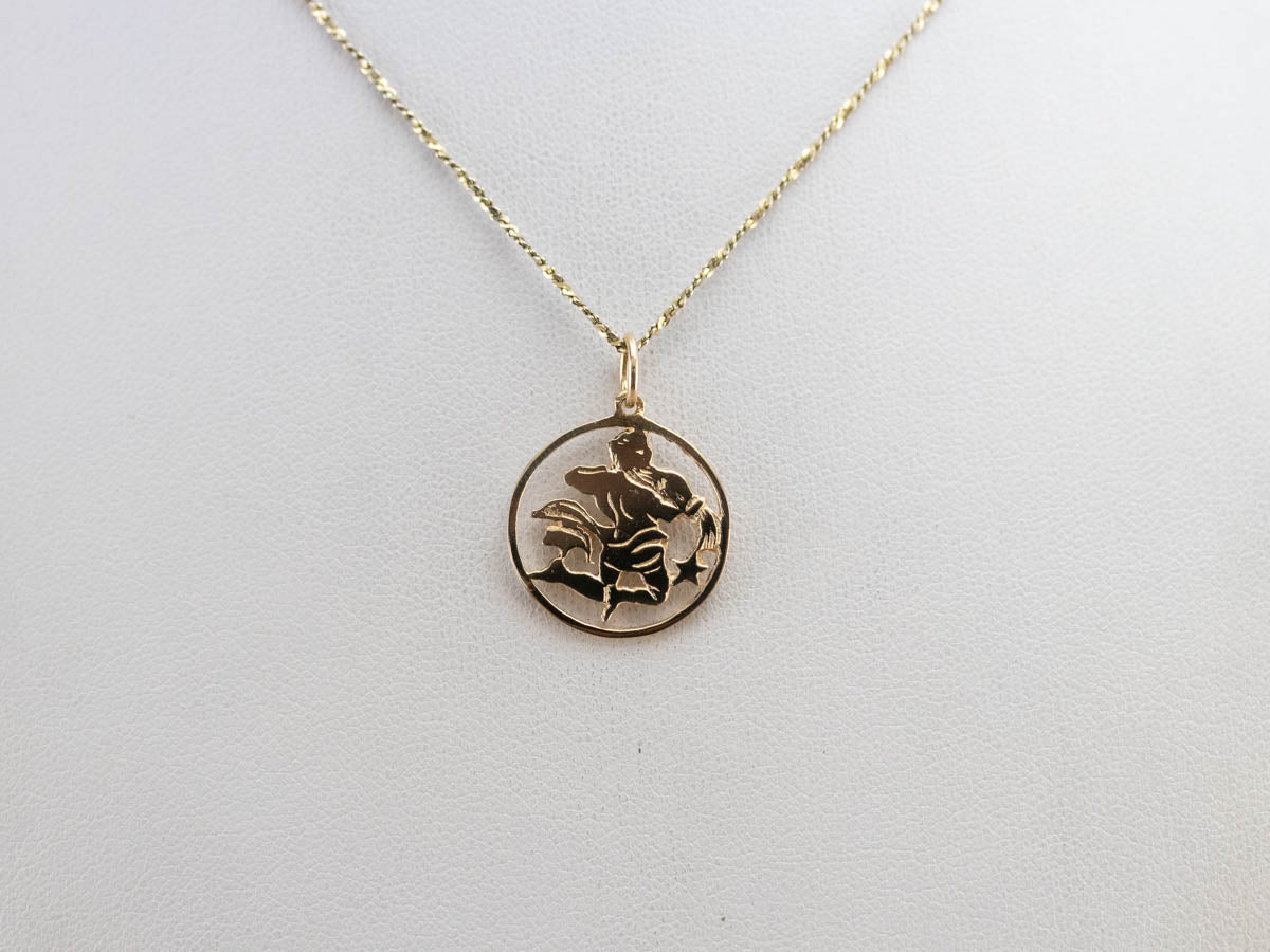 Vintage Golden Aquarius Pendant