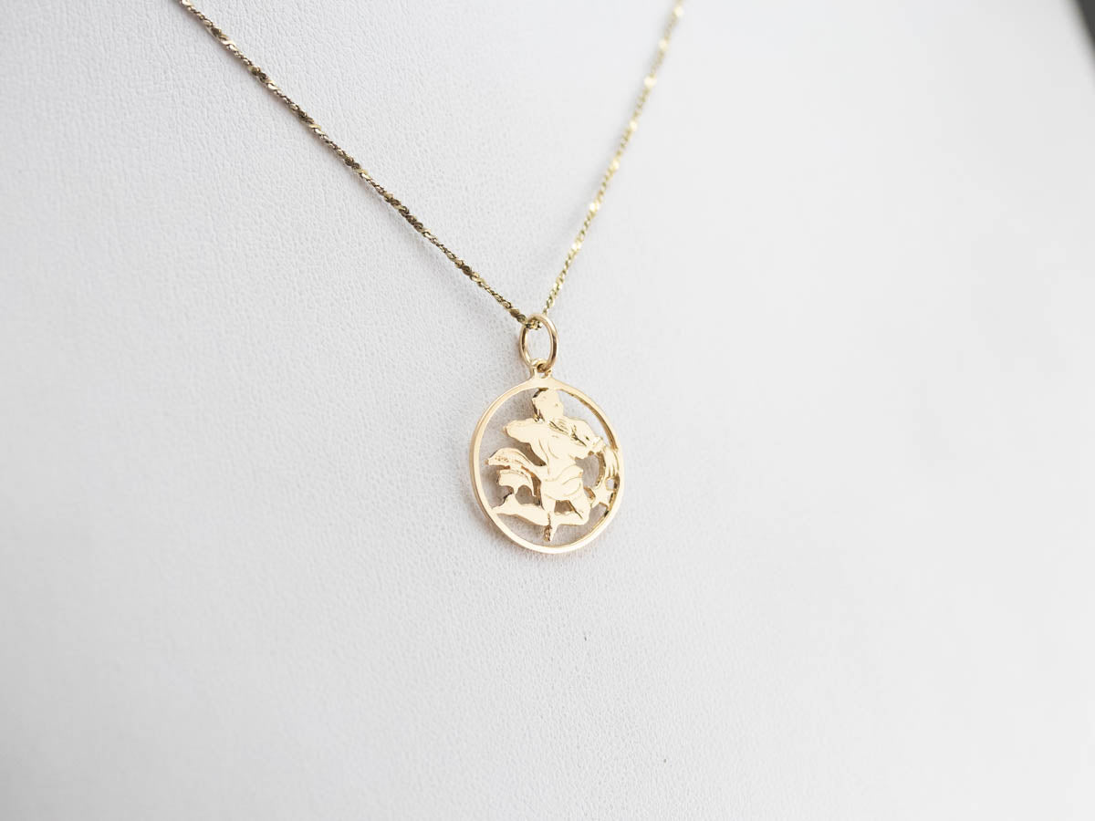 Vintage Golden Aquarius Pendant