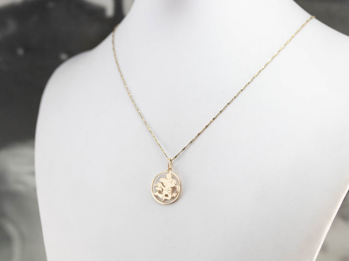 Vintage Golden Aquarius Pendant