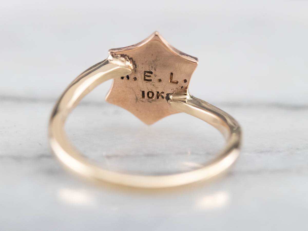 Antique NBY Enamel and Seed Pearl Ring