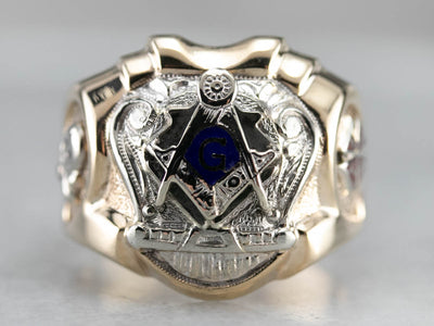 Men's Robust Two Toned Masonic Ring