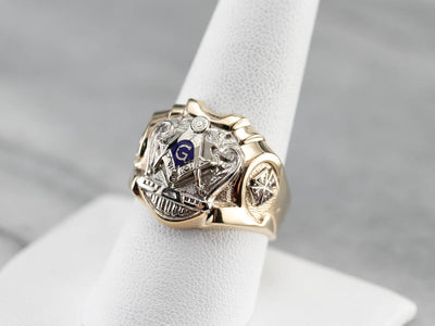 Men's Robust Two Toned Masonic Ring
