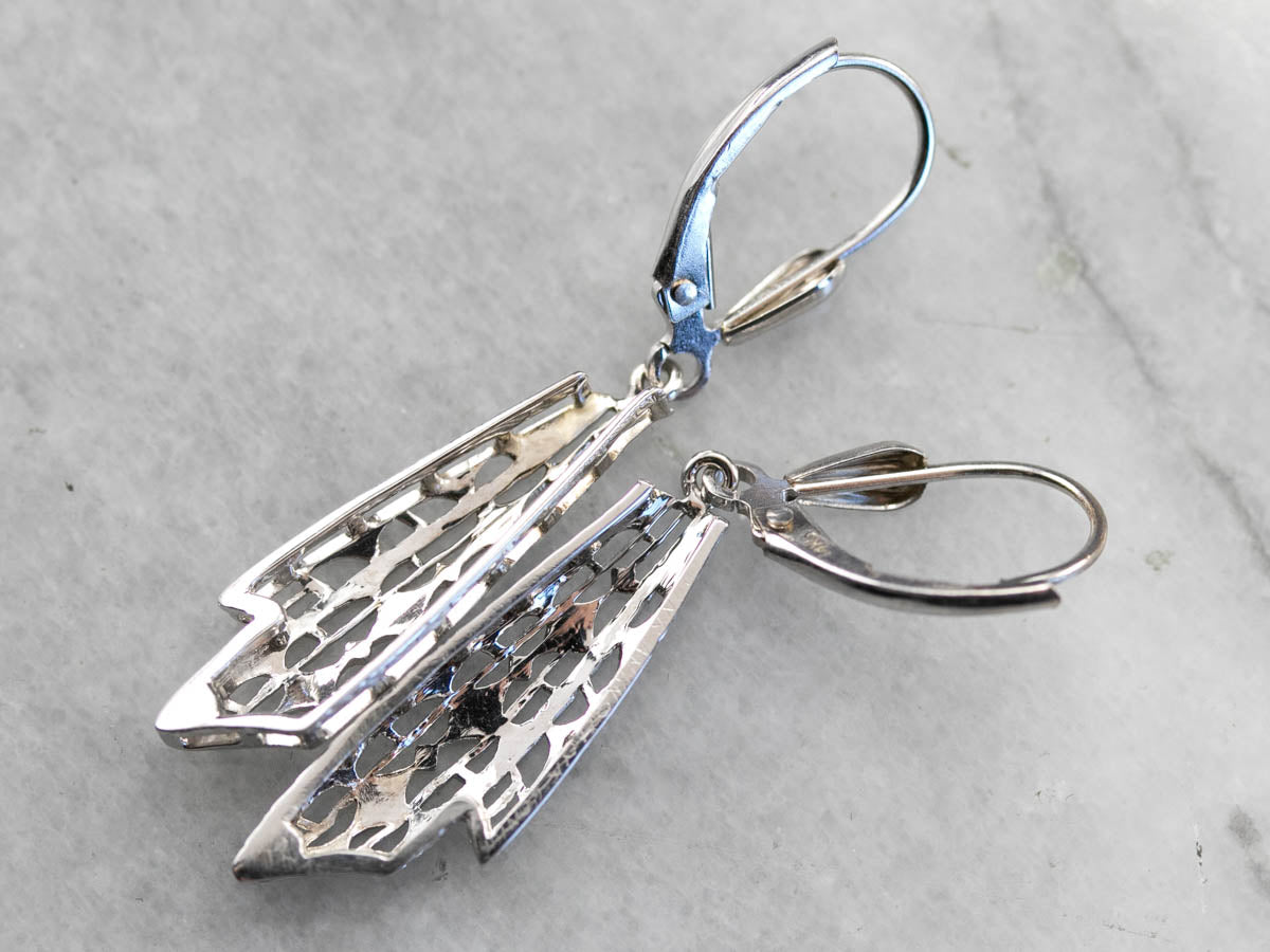 Art Deco White Gold Drop Earrings