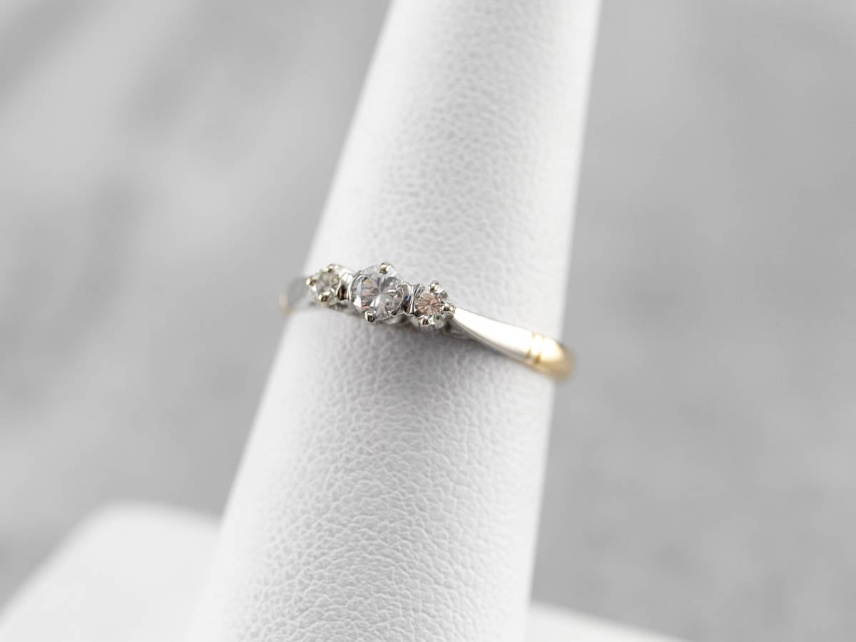 Retro Era Two Tone Diamond Engagement Ring