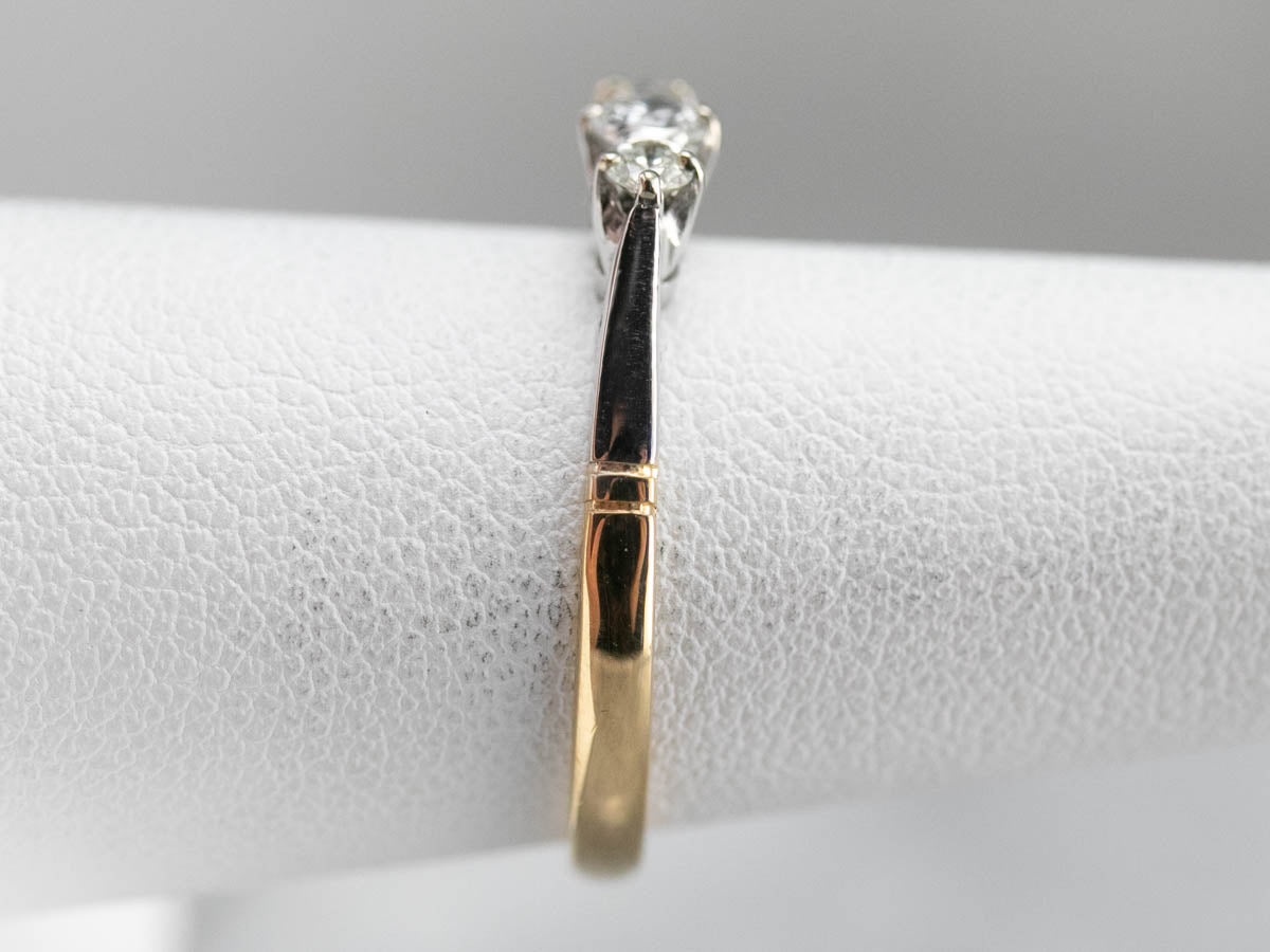 Retro Era Two Tone Diamond Engagement Ring