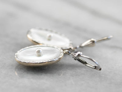Retro Mother of Pearl and Seed Pearl Drop Earrings