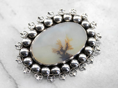 Sterling Silver Dendritic Agate Pin