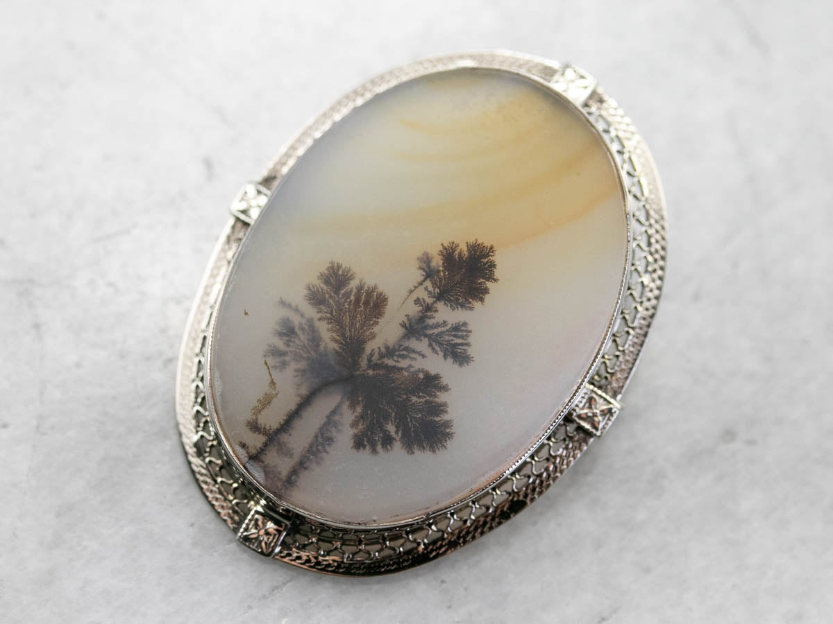 Vintage Shazar Stone Agate Brooch or Pendant