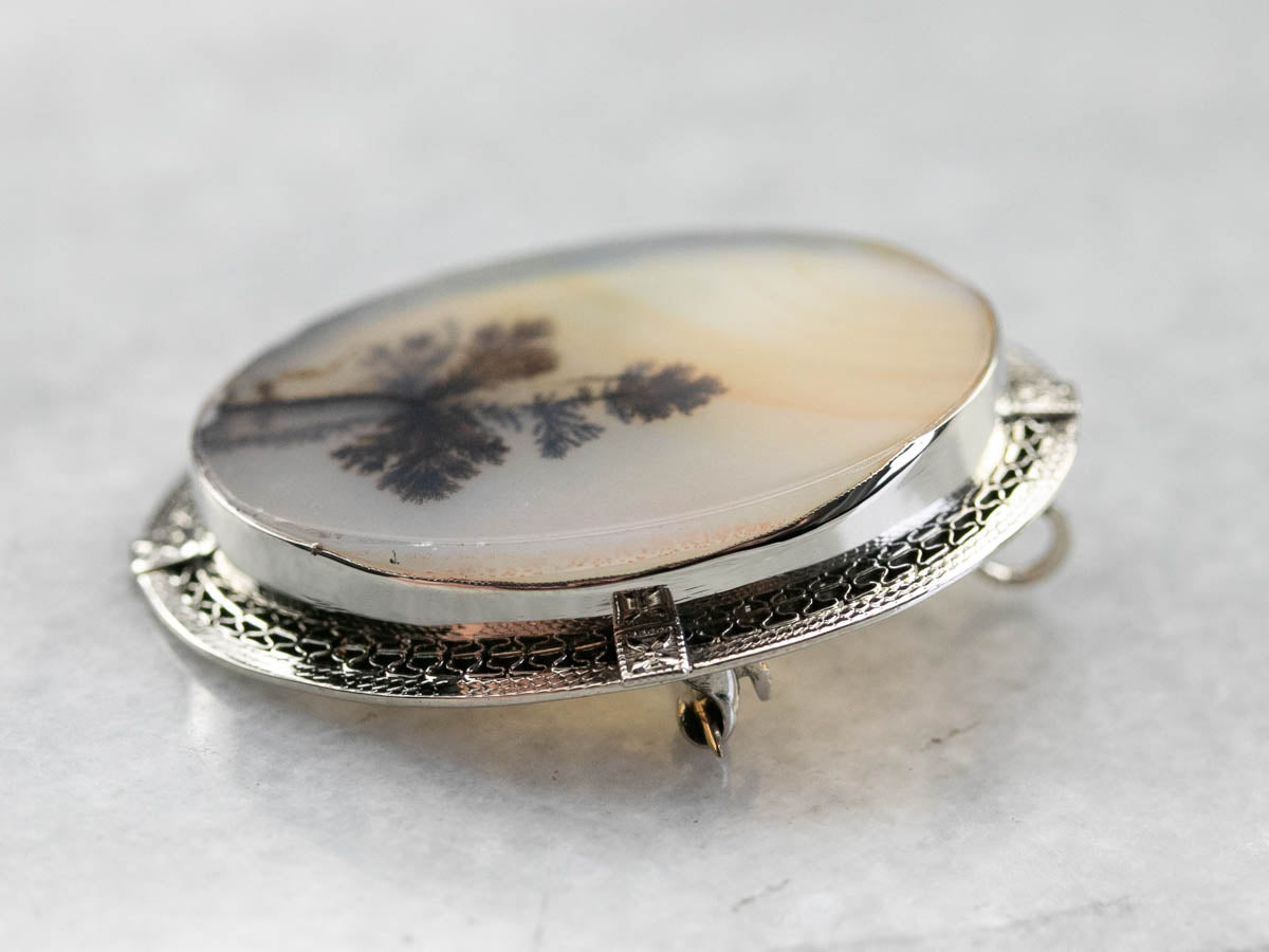 Vintage Shazar Stone Agate Brooch or Pendant