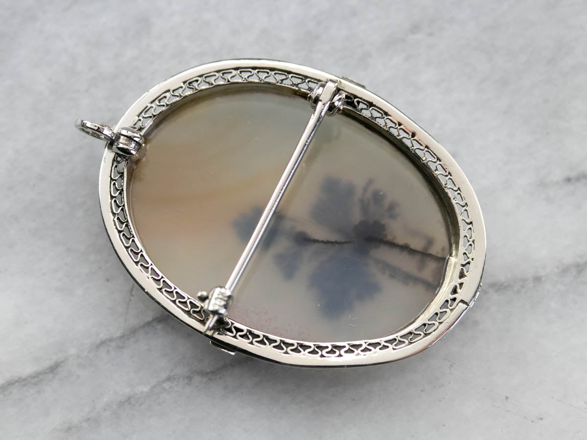 Vintage Shazar Stone Agate Brooch or Pendant