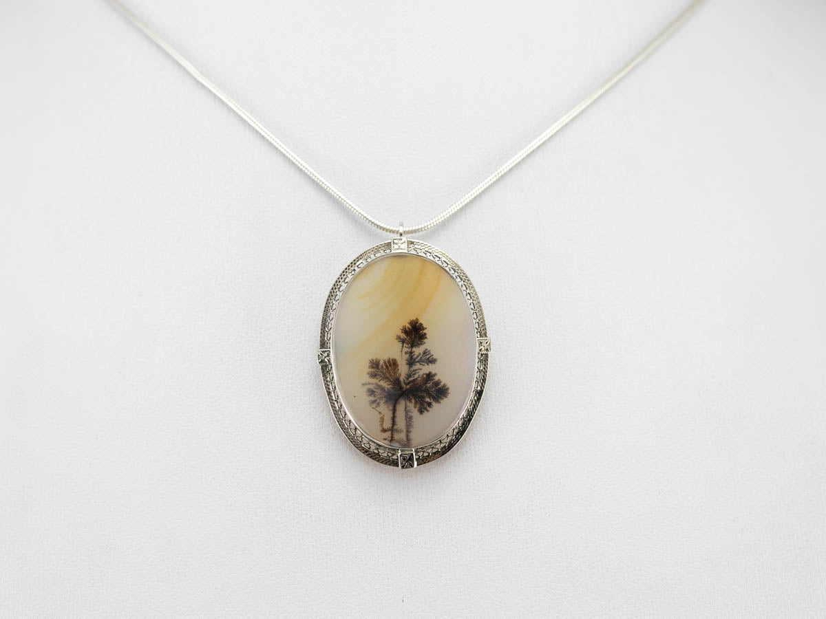 Vintage Shazar Stone Agate Brooch or Pendant